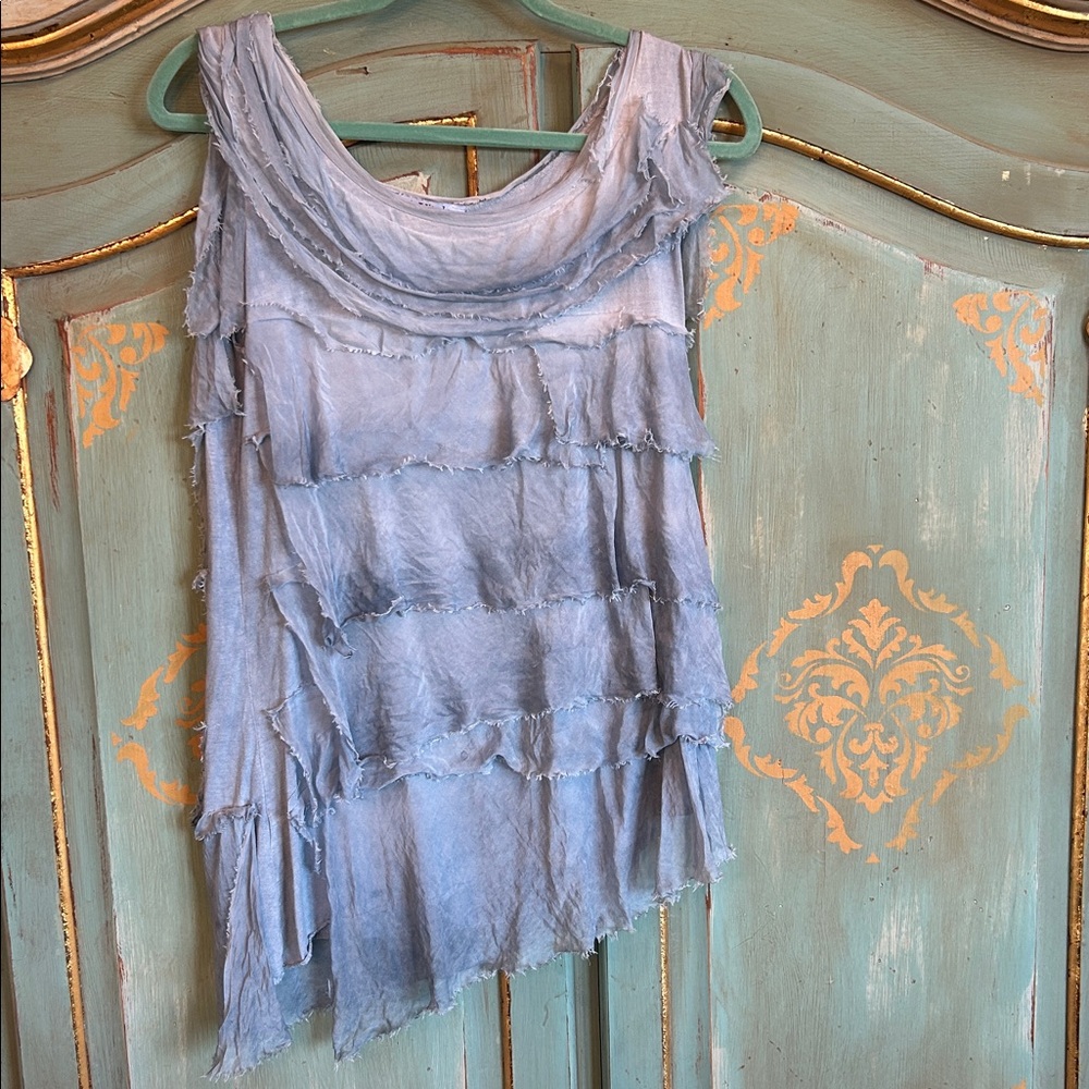 Made in Italy Sleeveless Blue Top Large